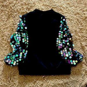 Sparkle Sequin Blouses Puff Sleeve Pullover Tops worn once ladies Medium